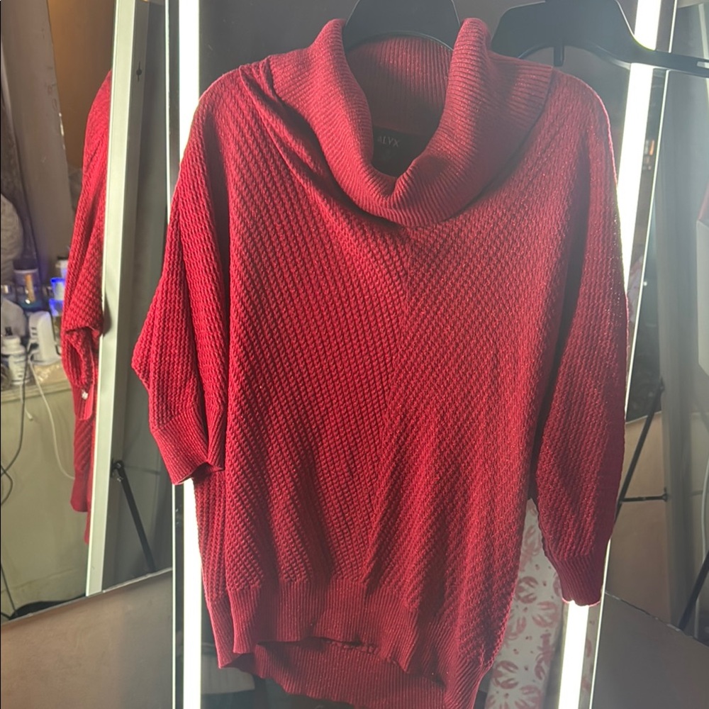 Alyx Red Cowl Neck Sweater with Ribbed Texture